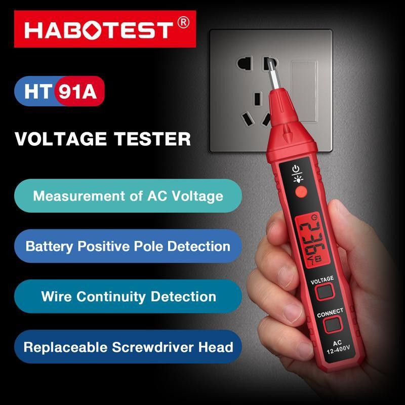 เครื่องตรวจจับแรงดันไฟฟ้า Ac, HABOTEST Ht91a, Ncv, 12 ~ 400V, ประเภทปากกา, เครื่องทดสอบแรงดันไฟฟ้า, 