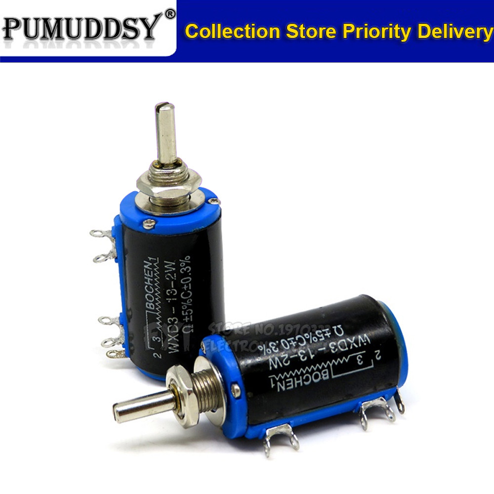 2PCS WXD3-13-2W 200 โอห์ม WXD3-13 2W Rotary side Rotary Multiturn Wirewound Potentiometer
