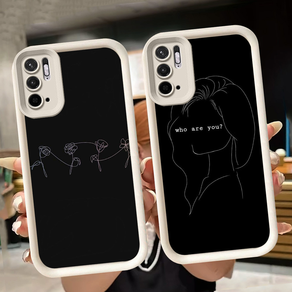 ปลอกอ่อนสําหรับ Xiaomi Redmi หมายเหตุ 10T 10s 10 11 SE 11T 11s Pro 5G สีขาว Q68 Simple One Line