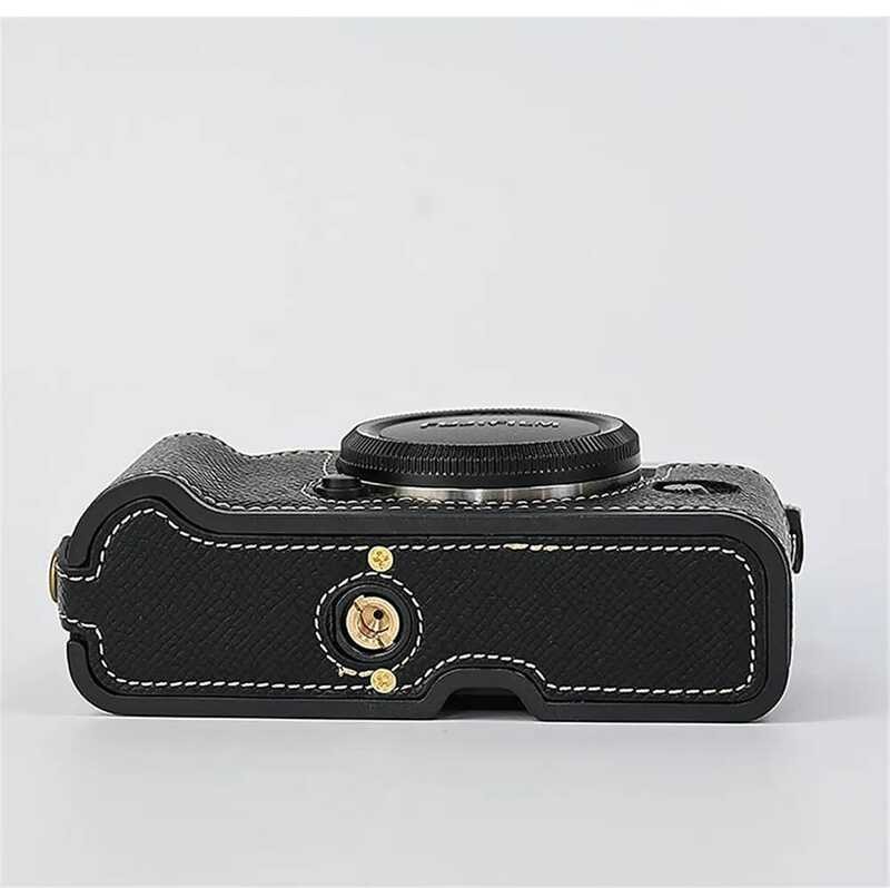 ▥ ปาล์มพิมพ์ PU หนังกล้อง Half Body Case สําหรับ Fujifilm Xt30 Fuji X-T30 Xt30ii Xt20 Xt10 แบตเ