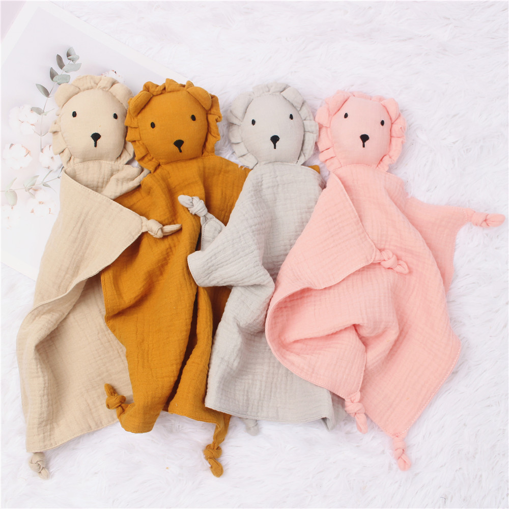 Ins Wind Baby Pure Pure Gauze Comfort Towel Muslin Baby Sleeping Doll Lion Lion Saliva Towel Super