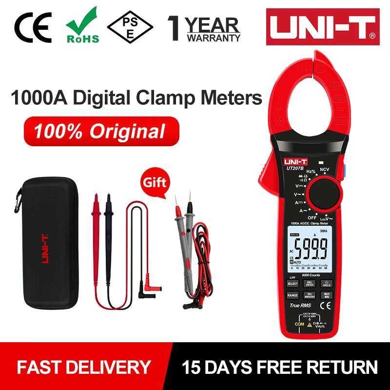 UNI-T แคลมป์มิเตอร์ดิจิตอล 1000A True RMS 1000V AC DC โวลต์มิเตอร์ แอมมิเตอร์ UT206B UT207B UT208B ก