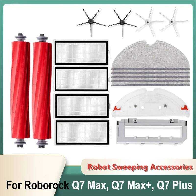 สําหรับ Roborock Q7 Max,Q7 Max +,Q7 Plus,T8 เปลี่ยนกรองหลักแปรงด้านข้างผ้าถุงเก็บฝุ่นอะไหล่สูญญากาศอ
