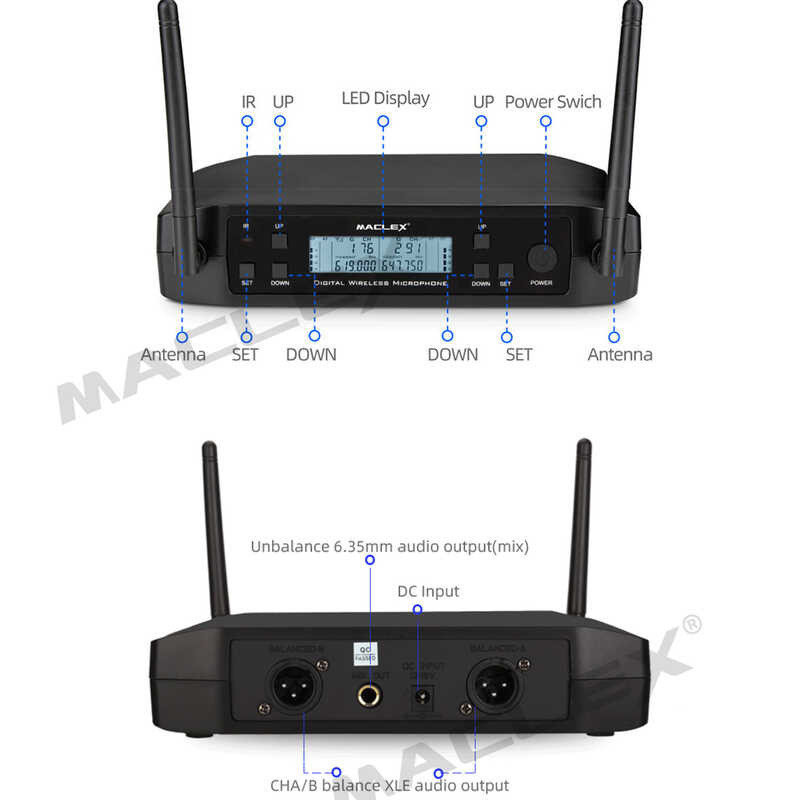 Glxd4 เครื่องส่งสัญญาณคู่ UHF ไมโครโฟนไร้สายพร้อมกระเป๋