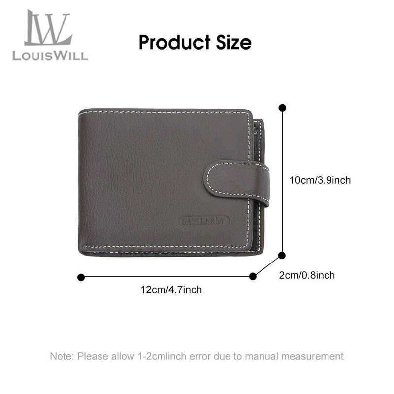 LY Men's Will True Leather Foldable Purse Wallet Business Coin Zipper Clutch Multi-Card Position