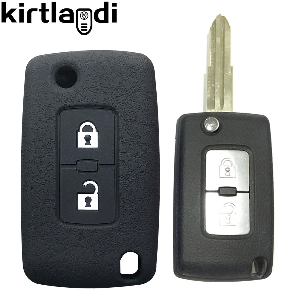 ซิลิโคน Key Case ฝาครอบสําหรับ Mitsubishi Outlander 3 2021 Pajero IV Lancer 2 ปุ่มรีโมทคอนโทรลพวงกุญแจ