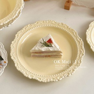 ย้อนยุค นูนจานจานอาหารค่ําครัวเรือนอาหารตะวันตกจานเซรามิกจาน…