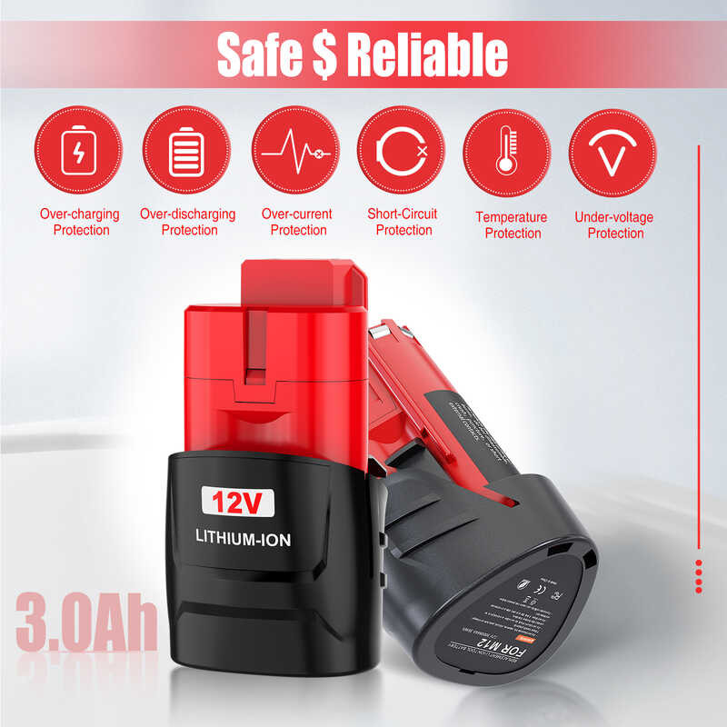 แบตเตอรี่สำรอง12v C1f 3.0/6.0/9.0Ah สำหรับ Milwaukee M12 XC 48-11-2401, 48