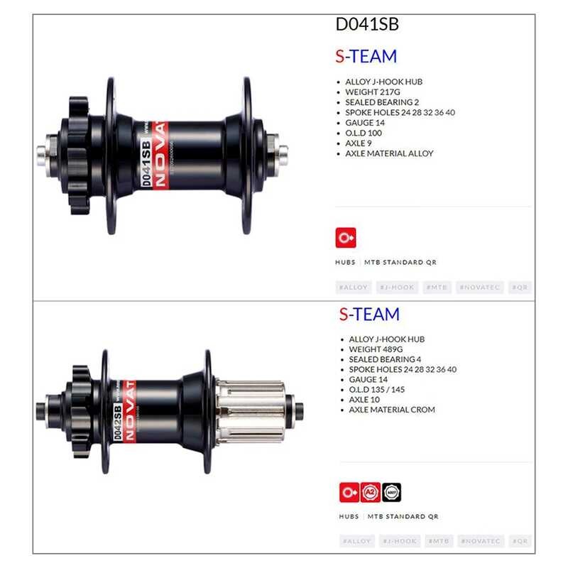 NOVATEC 00D จักรยานฮับ 4 Pei ภูเขาจักรยานฮับ D041sb / D042sb 28/32/36