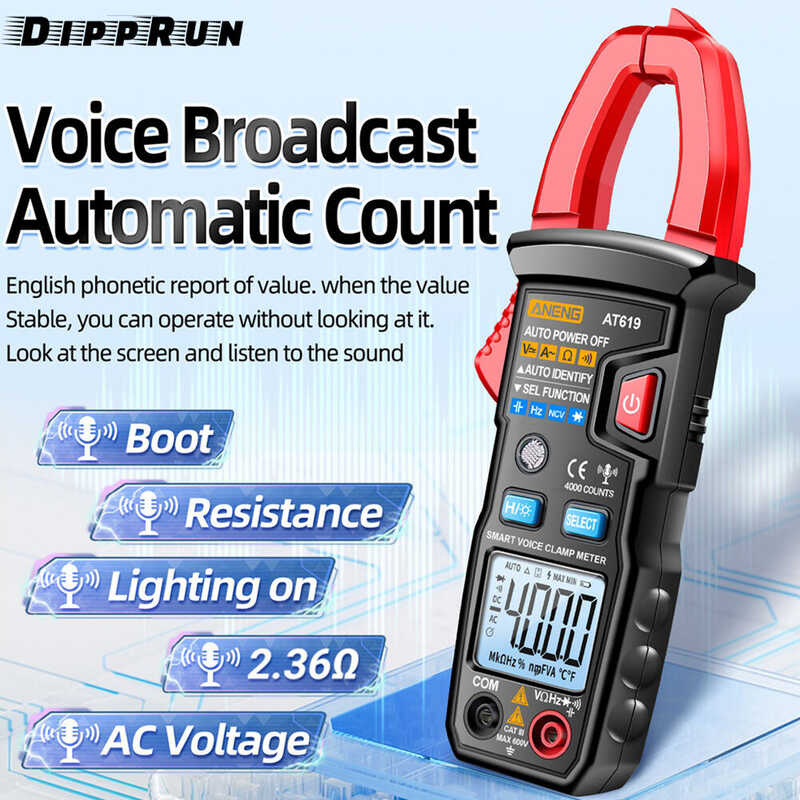 DIPPRUN 🍀 ANENG แคลมป์มิเตอร์ At619พร้อมเครื่องทดสอบมัลติม