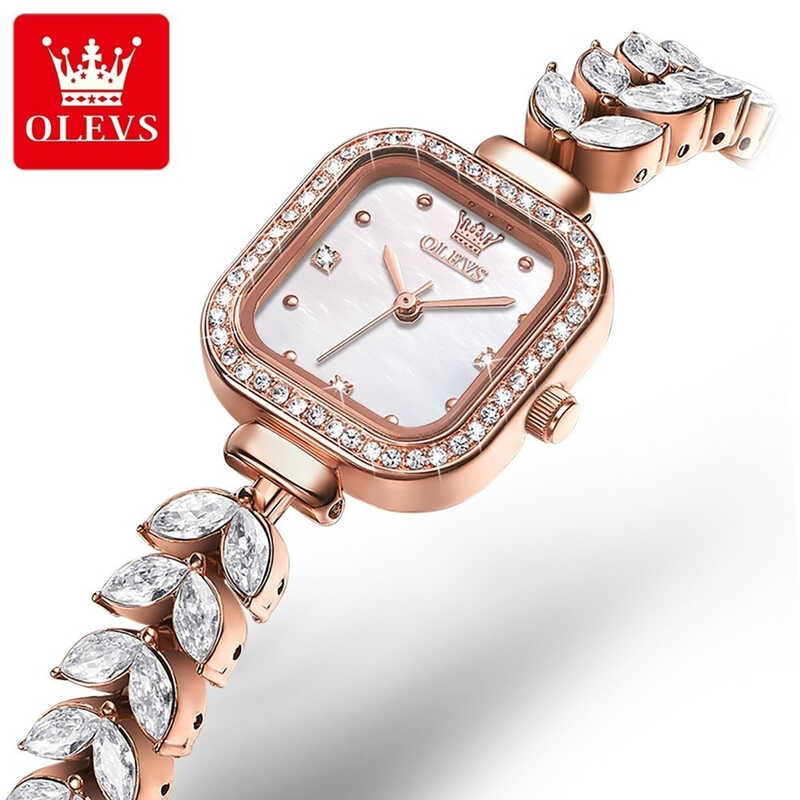 ❤ OLEVS 9987 Fashion Quartz Women Watch Gift Square-Dial Stainless Steel Watchband Wristwatch