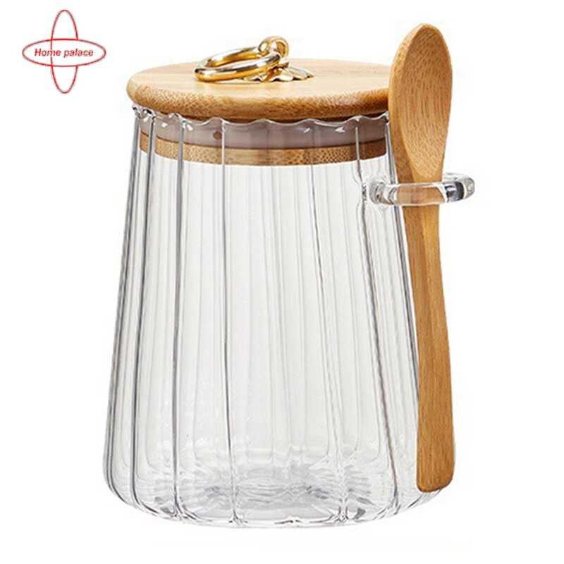 Palace】 【Home Decorative Jar Decorative Glass Jar Large Capacity Glass Storage Jar With Spoon For C