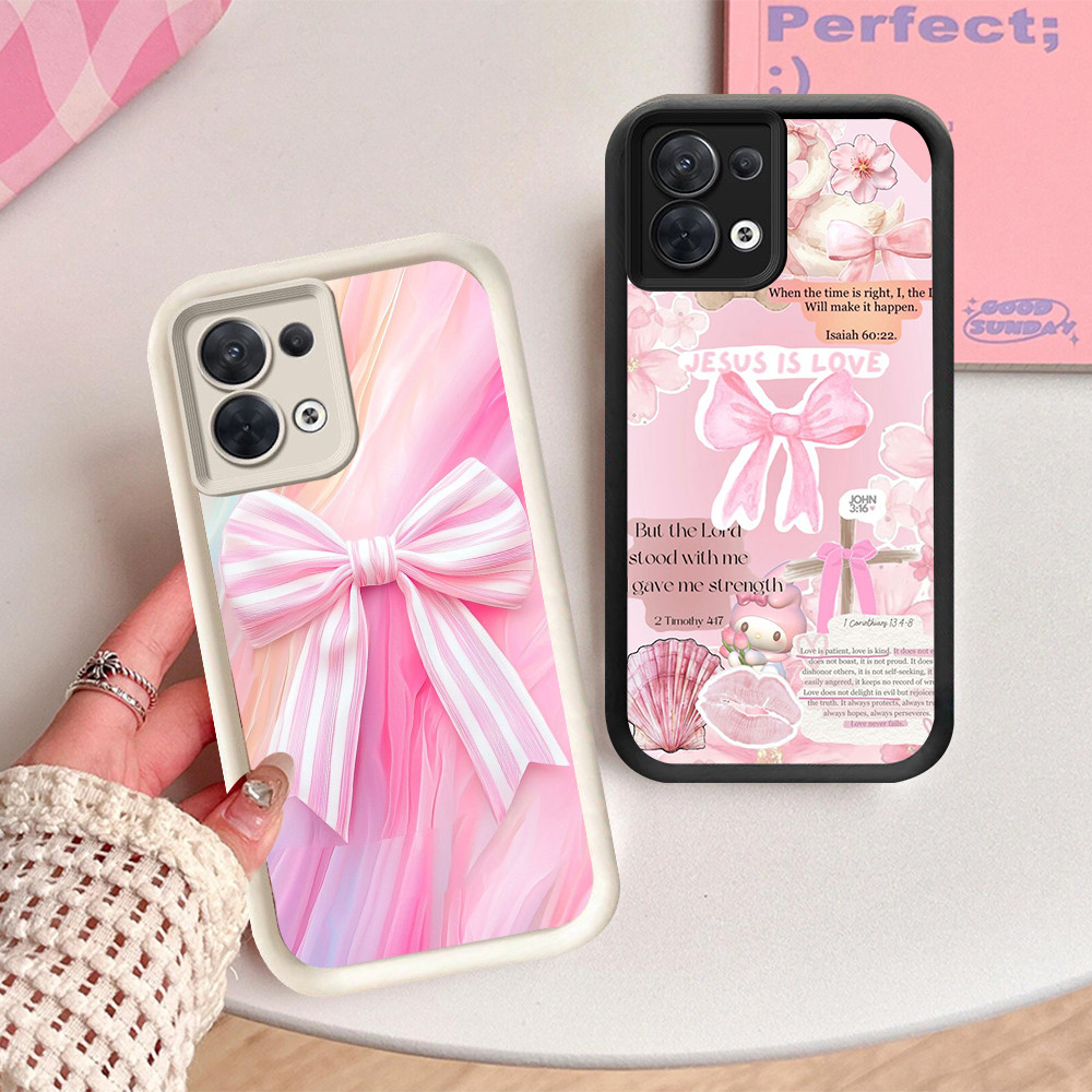 NA-66 สีชมพูโบว์รูปแบบปลอกกันกระแทกสําหรับ OPPO F21 F21S Reno 7 7Z 8 8Z Lite Pro