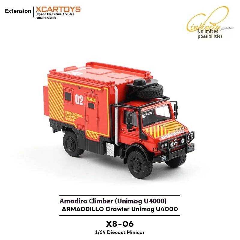 Poprace 1/64 Scale Alloy Unimog U4000 Rescue Car Model Toy For Boys Rv Decoration Collectible Vehic