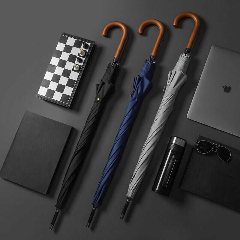 ❤ New Arrival Long 8K Windproof Wooden Handle Large Men Umbrellas Rain Quality Classic Business