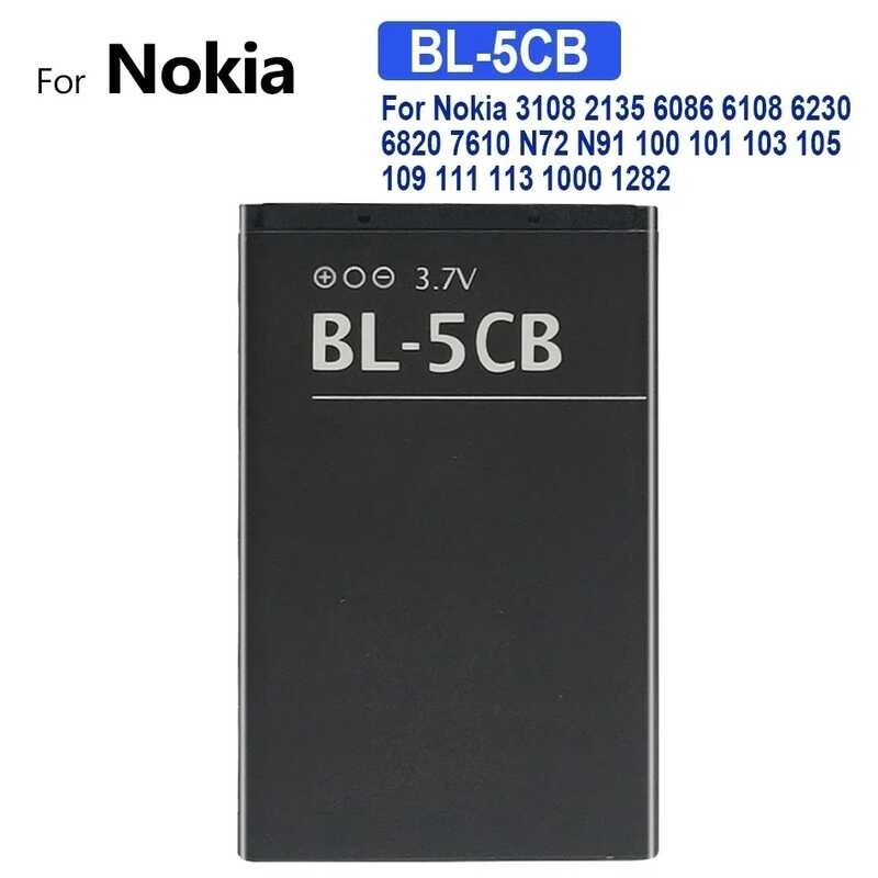 โทรศัพท์มือถือแบตเตอรี่ BL-5CB สำหรับ Nokia 6108 6230 6820 7610 N72 N91 100 101 103 105 109 111