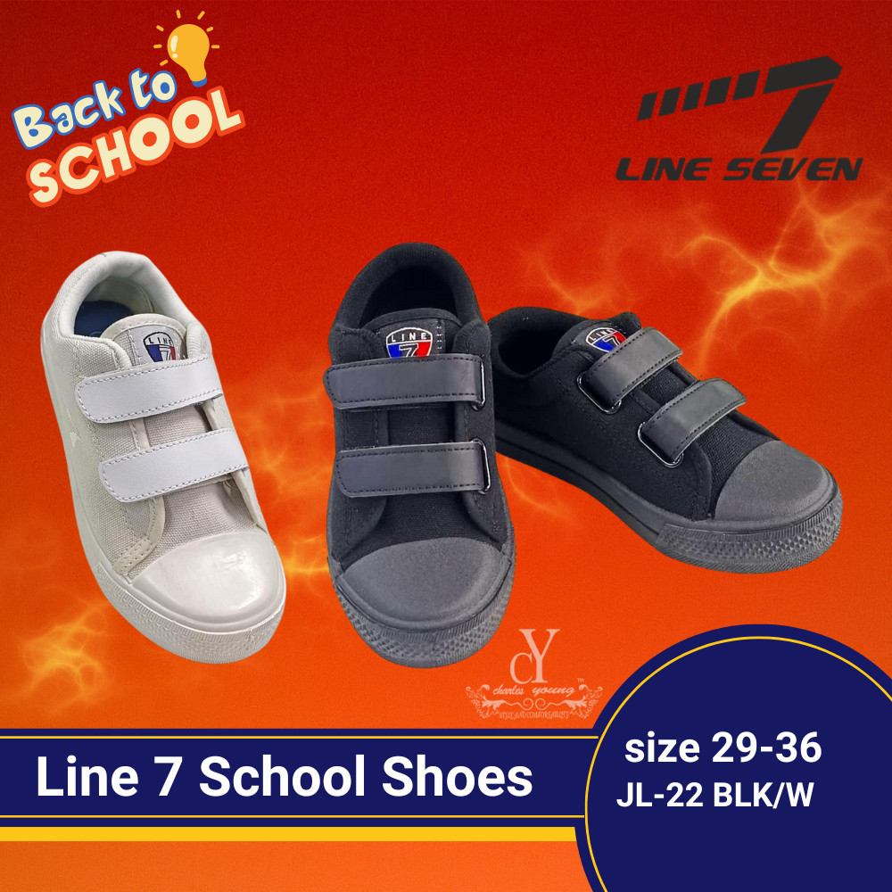 LINE 7 JL22 รองเท้าสีดํา | Kasut Sekolah LINE 7 Hitam / Kasut Sekolah Hitam