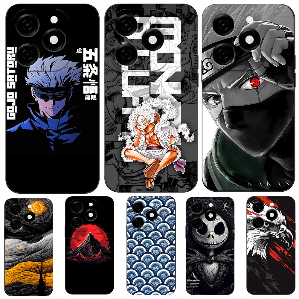 เคสสําหรับ Tecno SPARK 20 Silicon Phone ฝาหลัง เคส tpu สีดํา Cool Anime
