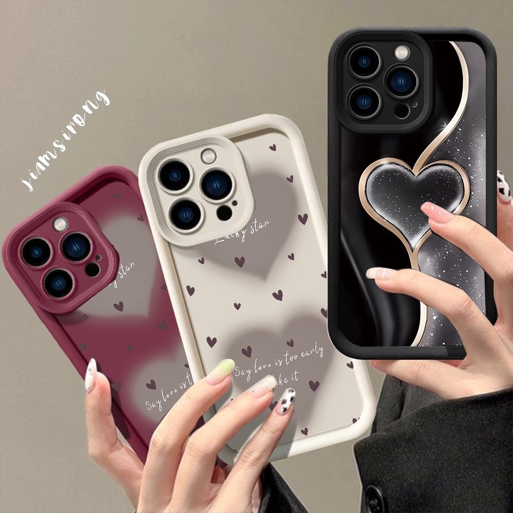 ปลอกปลอก Vivo Y76 5G Y76S Y77 5G Y77E Y93 Love Heart Soft Lovers Case Cover Camera Protector เคสโทรศ