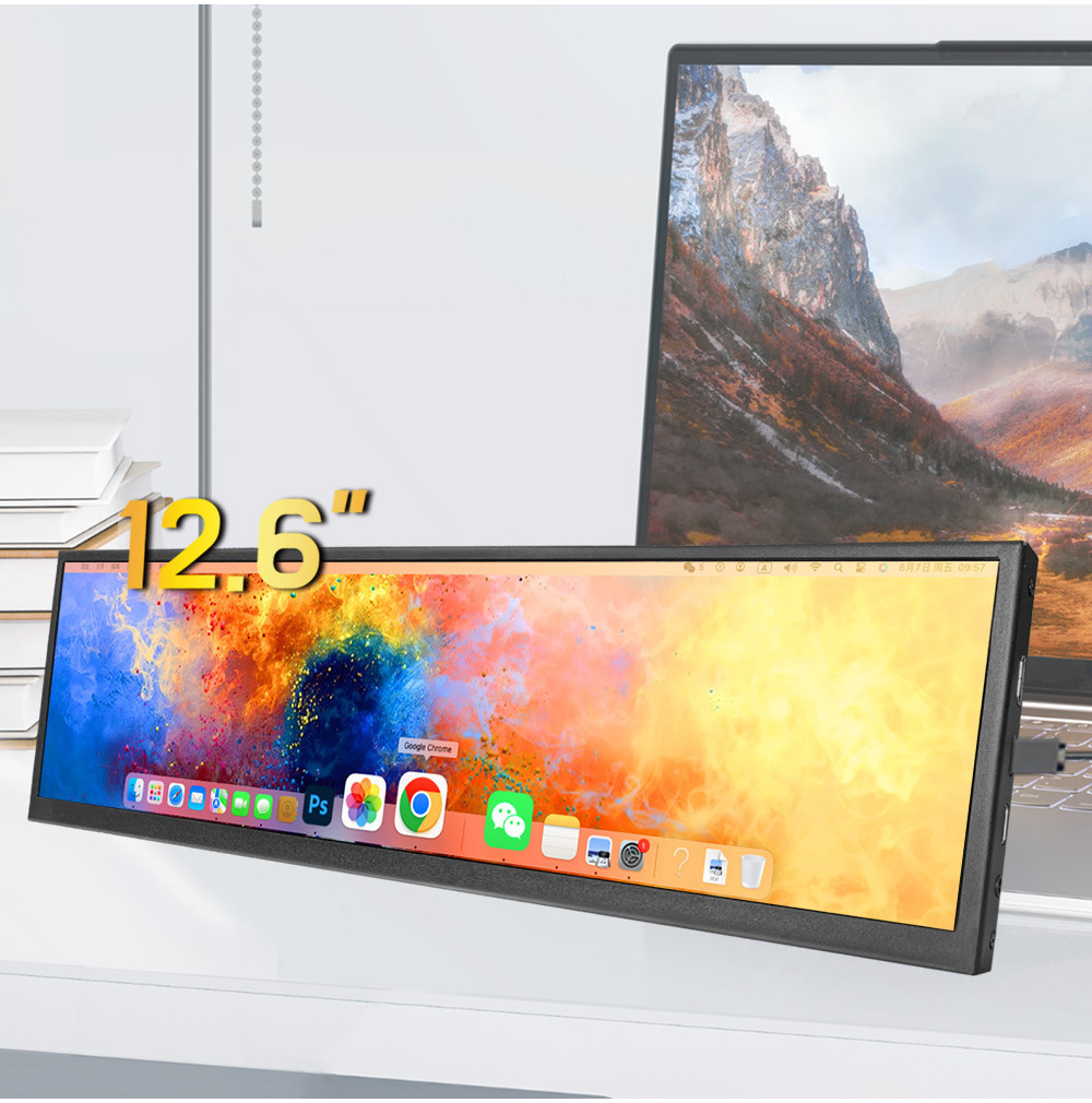 Secondary screen display strip 12.6-inch computer monitoring screen chassis temperature screen statu