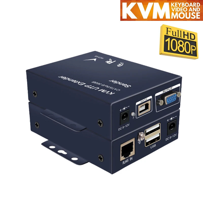 1080p USB VGA KVM Extender กว่า Cat5e/6 สาย Ethernet ถึง 100 M/200 M/300 M VGA USB Extender เครื่องส