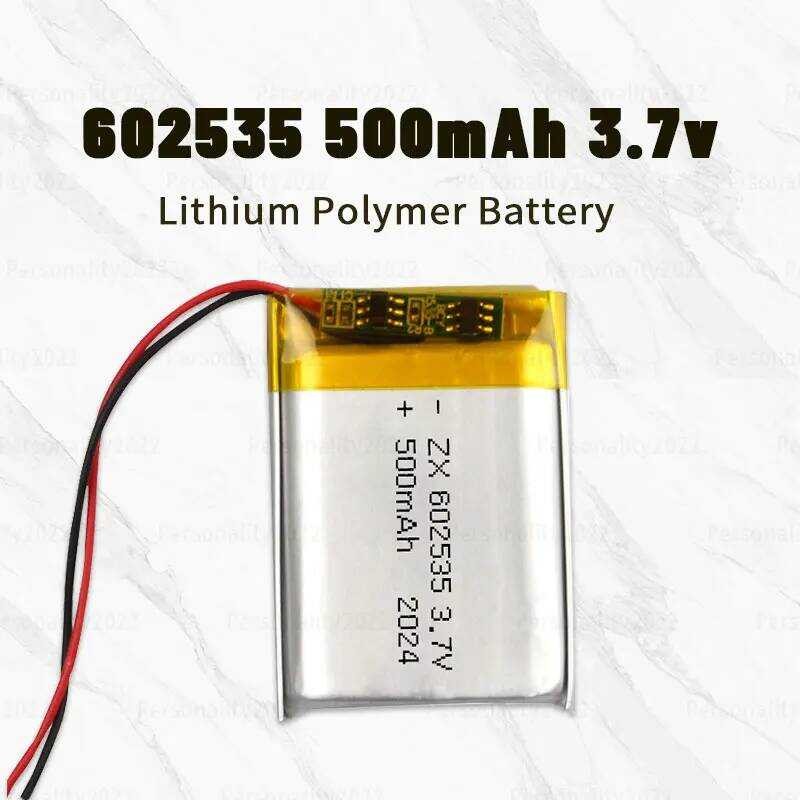 3.7 โวลต์602535 แบตเตอรี่ลิเธียมโพ 500mAh แบตเตอรี่ลิโพลิเมอร์แบบชาร์จได้สำหรับเครื่องติดตามสุนัข