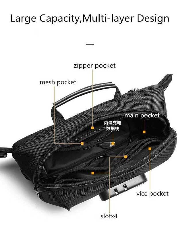 ❤ OZUKO Men USB Charge Waist Pack Anti-Theft Lock Sling Cool Crossbody Sport Belt Bag
