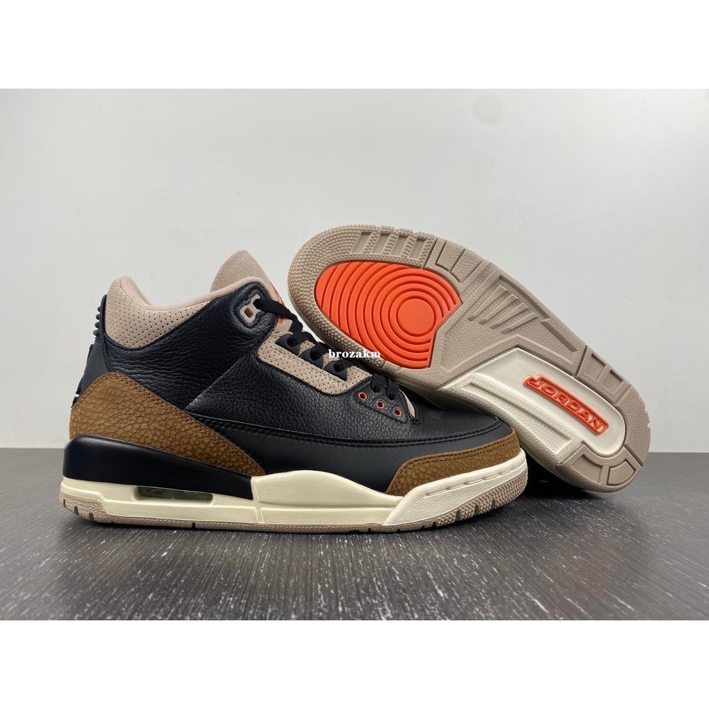 [คลังสินค้าพร้อมจัดส่งที่รวดเร็ว] Air Jordan 3 Retro Elephant Black Brown Coffee Desert Cement Mens