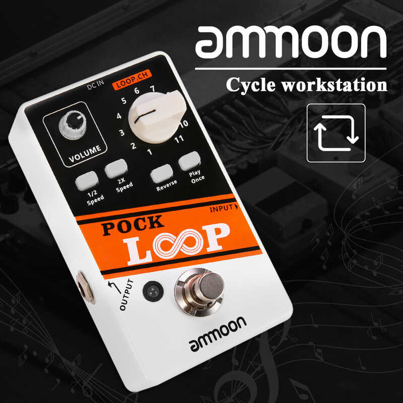 ➧ Ammoon Pock Loop Guitar Effect 11 Looper รองรับ 1/2 และ 2X Speed Play Reverse Funct