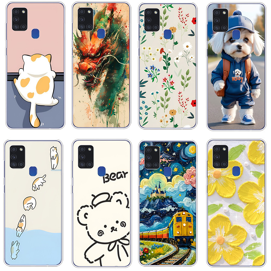 ปลอกสําหรับ Samsung galaxy a21S เคสซิลิโคนแบบนุ่ม TPU พิมพ์ฝาครอบโทรศัพท์