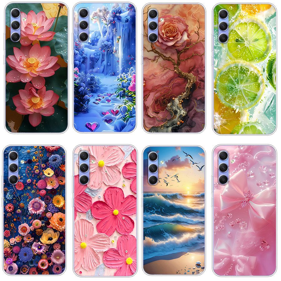 ปลอกสําหรับ Samsung galaxy A34 5G เคสซิลิโคนนุ่ม TPU พิมพ์ฝาครอบโทรศัพท์