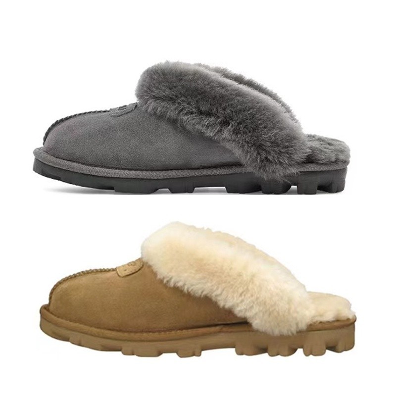 [ ] Ugg Coquette Slipper Lazy Shoes Wool Half Slippers Brown Grey Light Pink Indoor