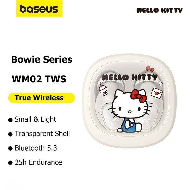 Baseus Sanrio Co-branded WM02 หูฟังบลูทูธไร้สาย 5.3 พร้อมไฟ RGB Kuromi Cinnamoroll Hello Kitty Melo