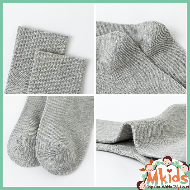 [ส่งจากในประเทศ🚚] ถุงเท้าสีขาว 6 คู่ สำหรับเด็ก 1-12 ปี Mid-Tube Cotton Stripe สำหรับนักเรียน - รูปที่ 5