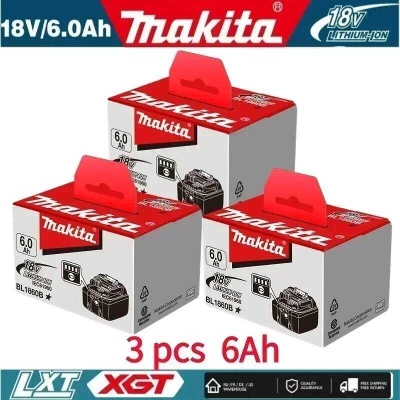 แบตเตอรี่ลิเธียมแท้ 6Ah สำหรับ Makita 18V BL1860B BL1840 BL1830B BL1850B BL1850 BL1860 BL1815