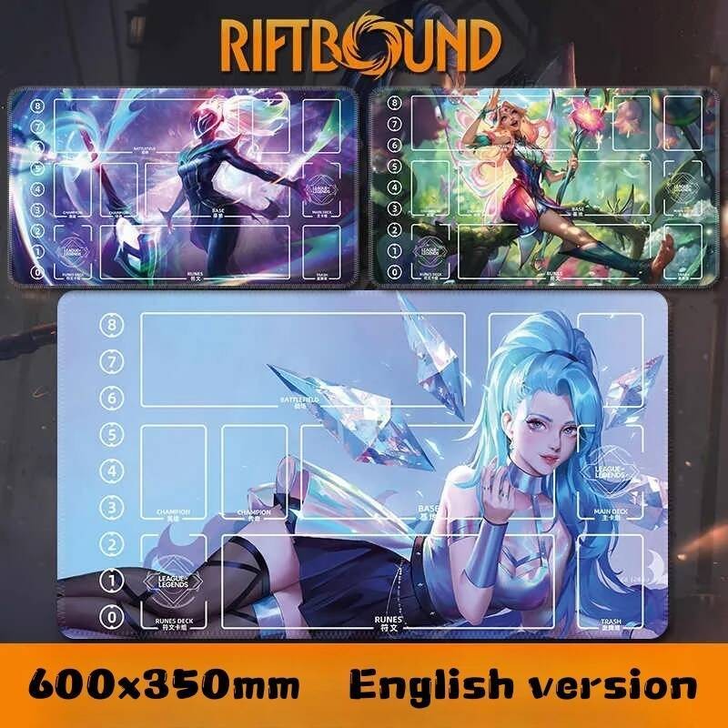 ใหม่ 60x35 ซม.Riftbound League of Legends Trading Card เกมการ์ด Mat Single-person Pad Yasuo ยางการ์ด Leona ภาษาอังกฤษตาราง Pad
