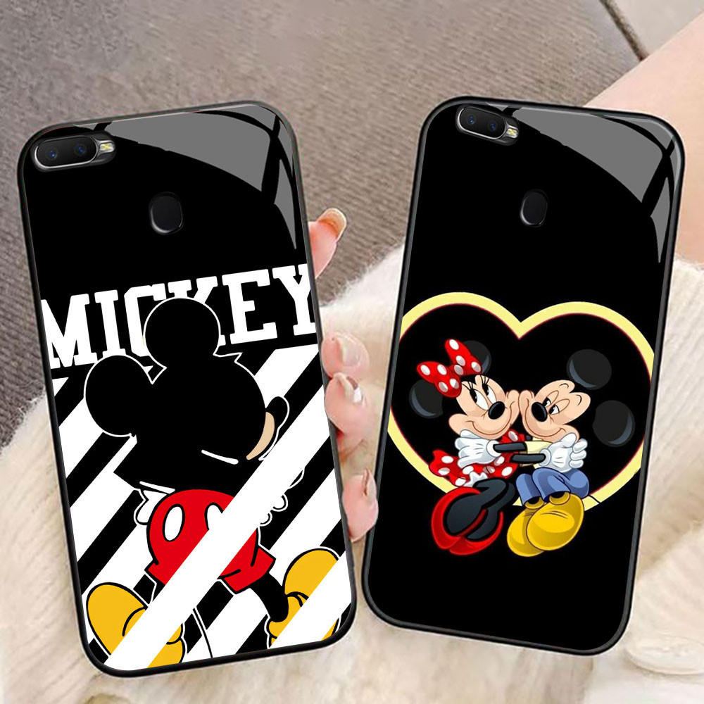 MK-85 Mikey Minne Liquid HD Glass Casing สําหรับ OPPO A7 A12 A12S A11K A5S F9 F7 F5 Realme 2 Pro
