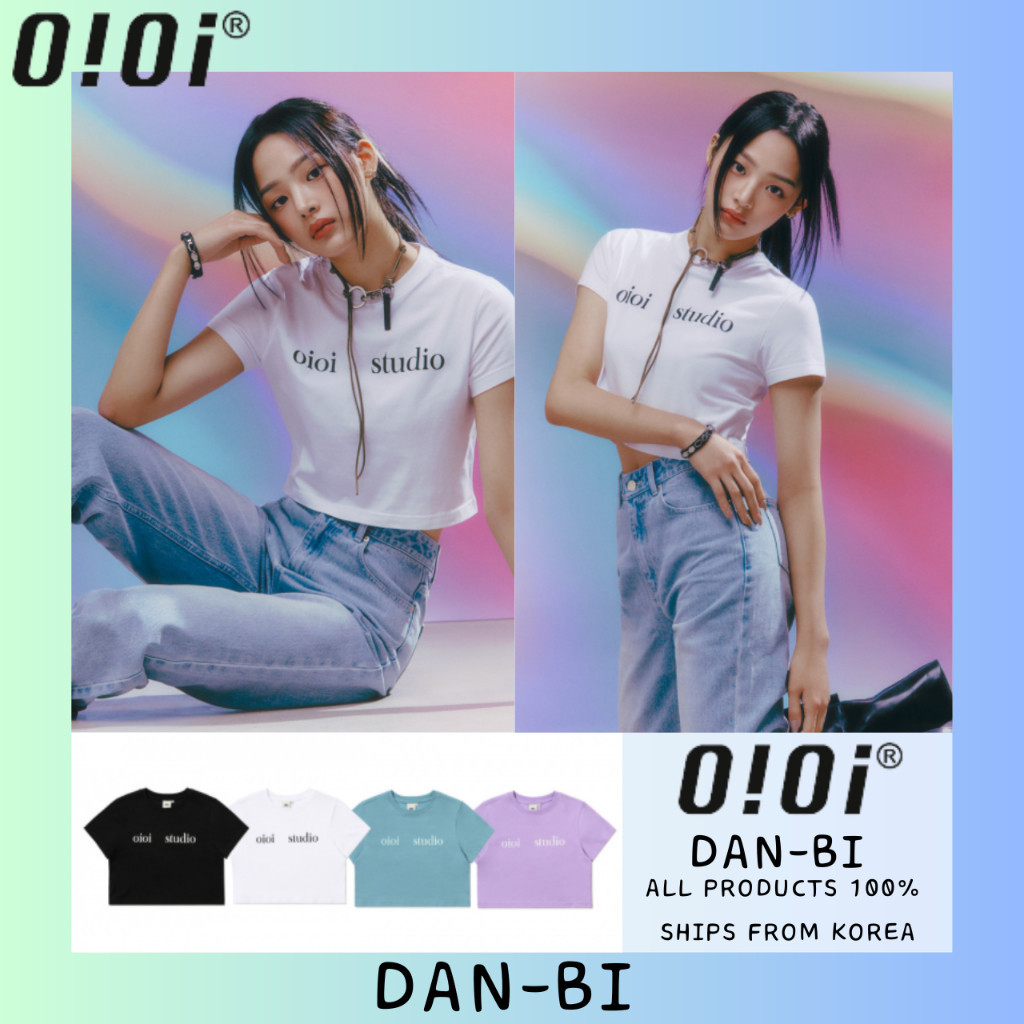 ♞,♘[OIOI] เสื้อยืด พิมพ์ลายโลโก้ OIOI LAYERED LOGO CROP สีม่วง ดํา มินต์ จีซู ใส่ได้ทุกวัน