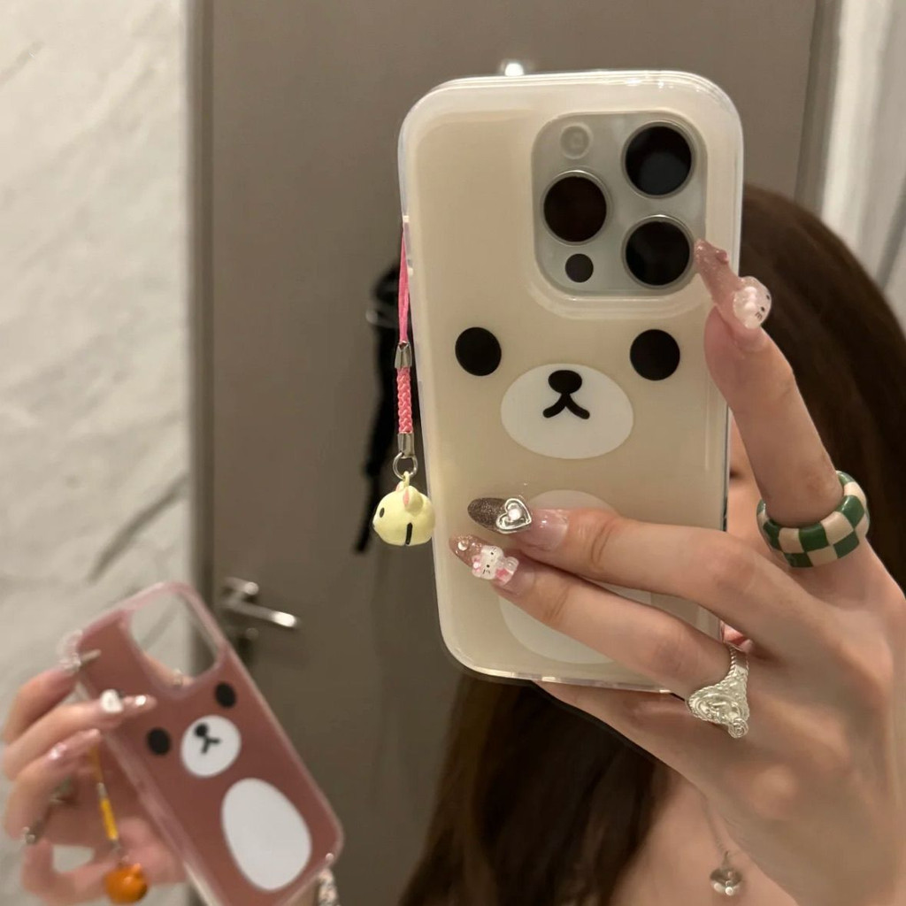เคสโทรศัพท์ Apple 15/14/13pro เคสโทรศัพท์หมีน่ารักแสดงออก iPhone 12/11 ขอบตรงเคสนิ่มกันกระแทก