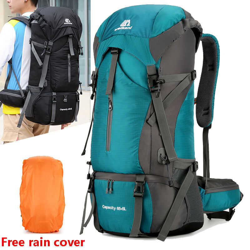 70L 50L Nylon Camping Backpack Travel With Rain Cover Outdoor Hiking Mountaineering Backpack Men Wo