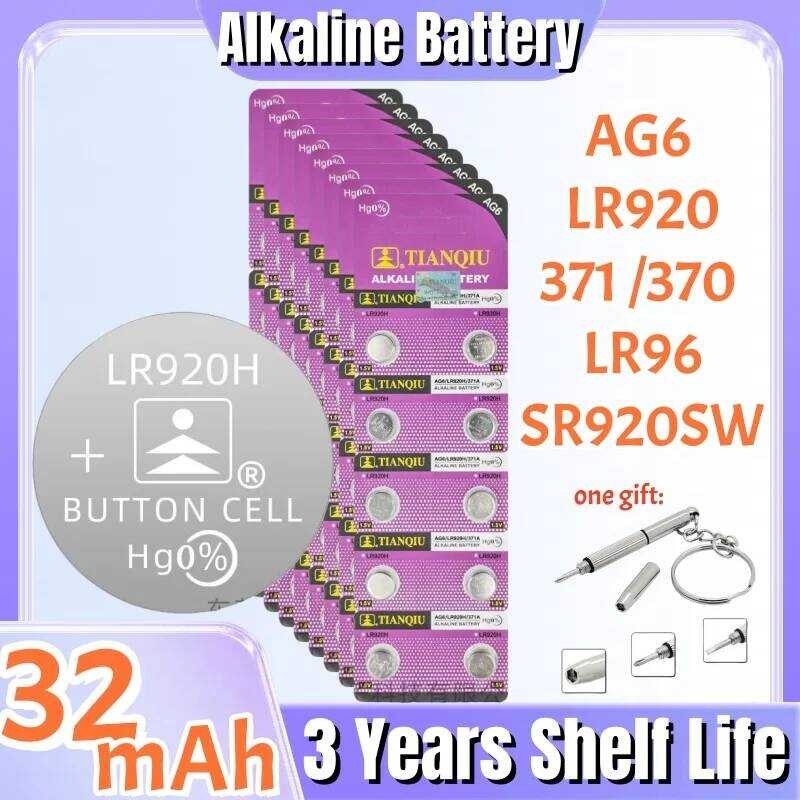 1.55V 6-120PCS AG6 371 SR920SW LR920 SR927 171 370 L921 LR69 SR920 ถ่านกระดุมสำหรับนาฬิกาและของเล่น