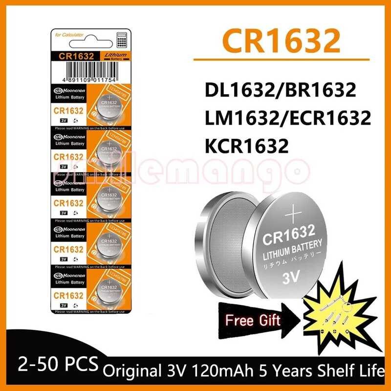 แบตเตอรี่เซลล์เหรียญ CR1632 ใหม่ 3V 120mAh CR 1632 DL1632 BR1632 LM1632 ECR1632 แบตเตอรี่ลิเธียมแบบป
