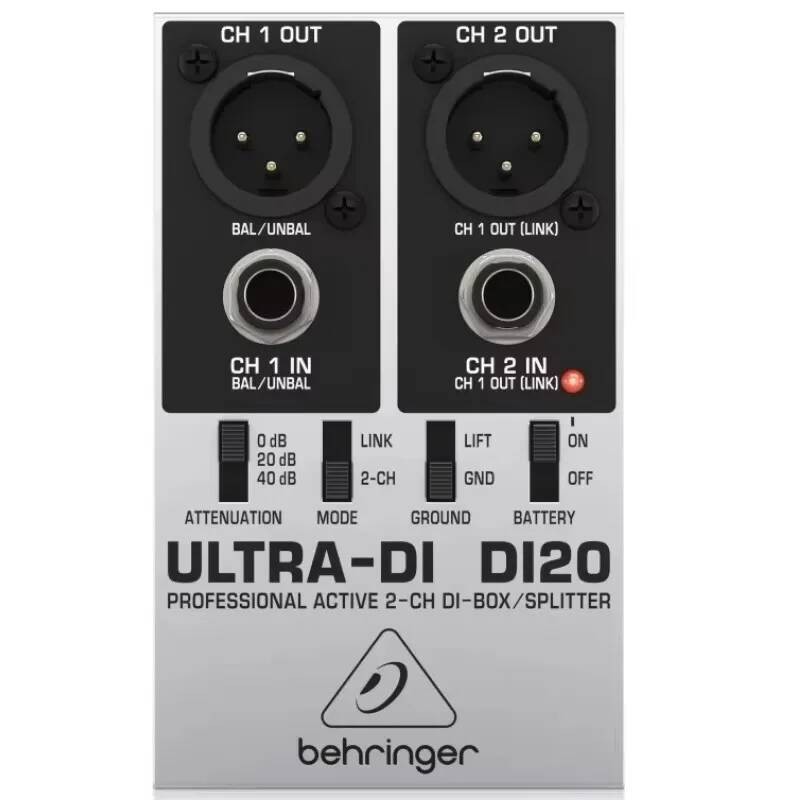 Behringer Ultra-DI DI20 กล่องฉีดตรงอเนกประสงค์/Splitter โหมดแยกเพิ่มเติมสําหรับการใช้งานบนเวทีและสตู