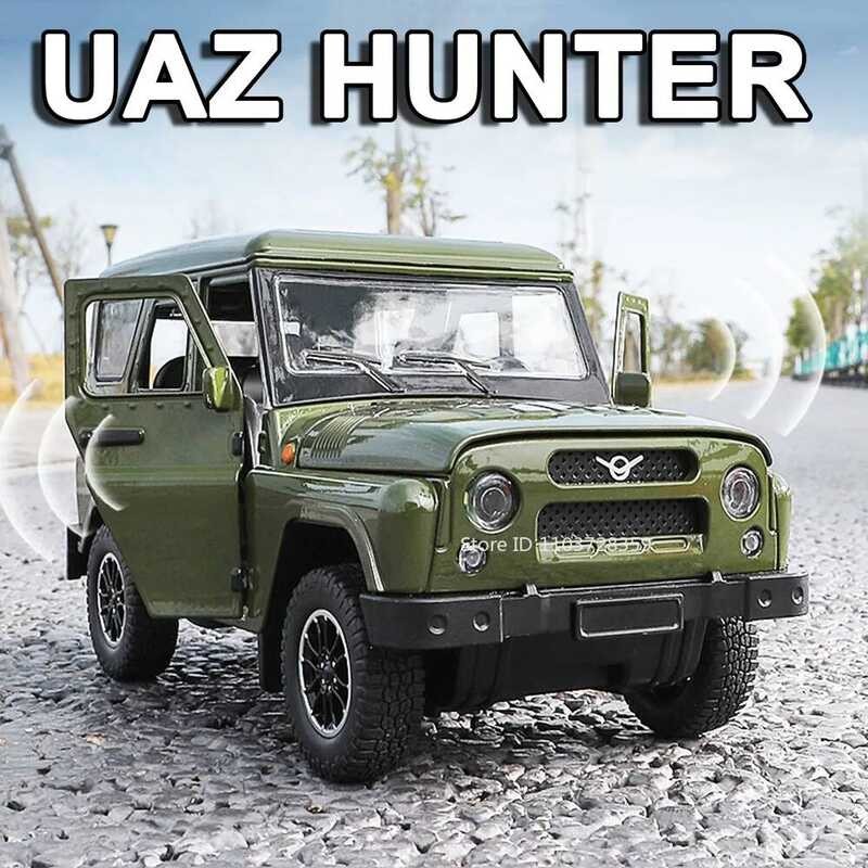 1:18 รัสเซีย UAZ Hunter ของเล่นรุ่น Off-Road รถโลหะผสม Diecast RV รถรุ่นประตูเปิดเยงดึงกลับสําหรับข