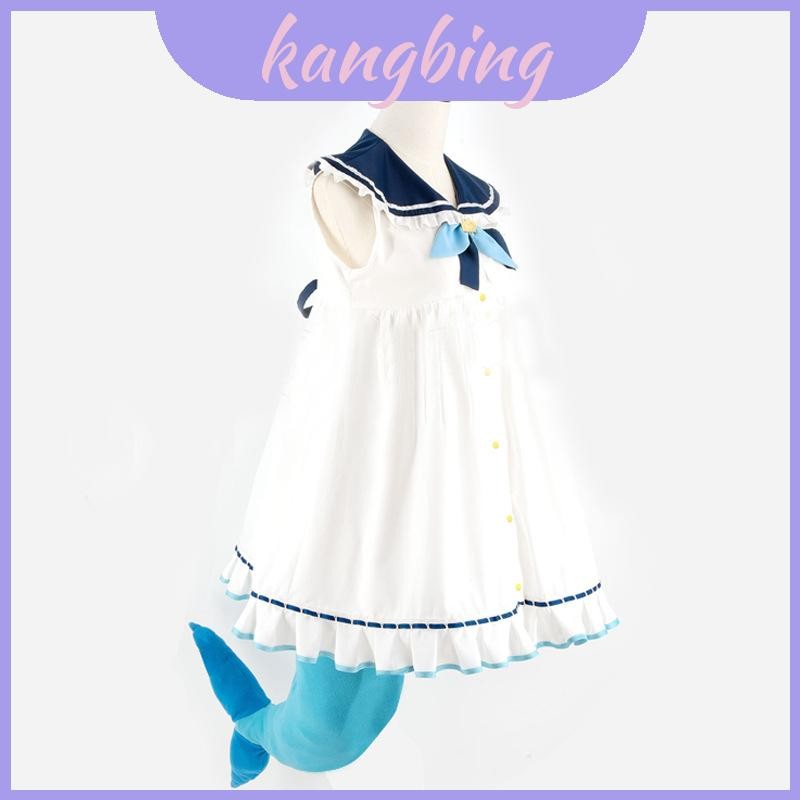 Gawr Streamer Gura Cosplay Costume โพลีเอสเตอร์และสแปนเด็กซ์