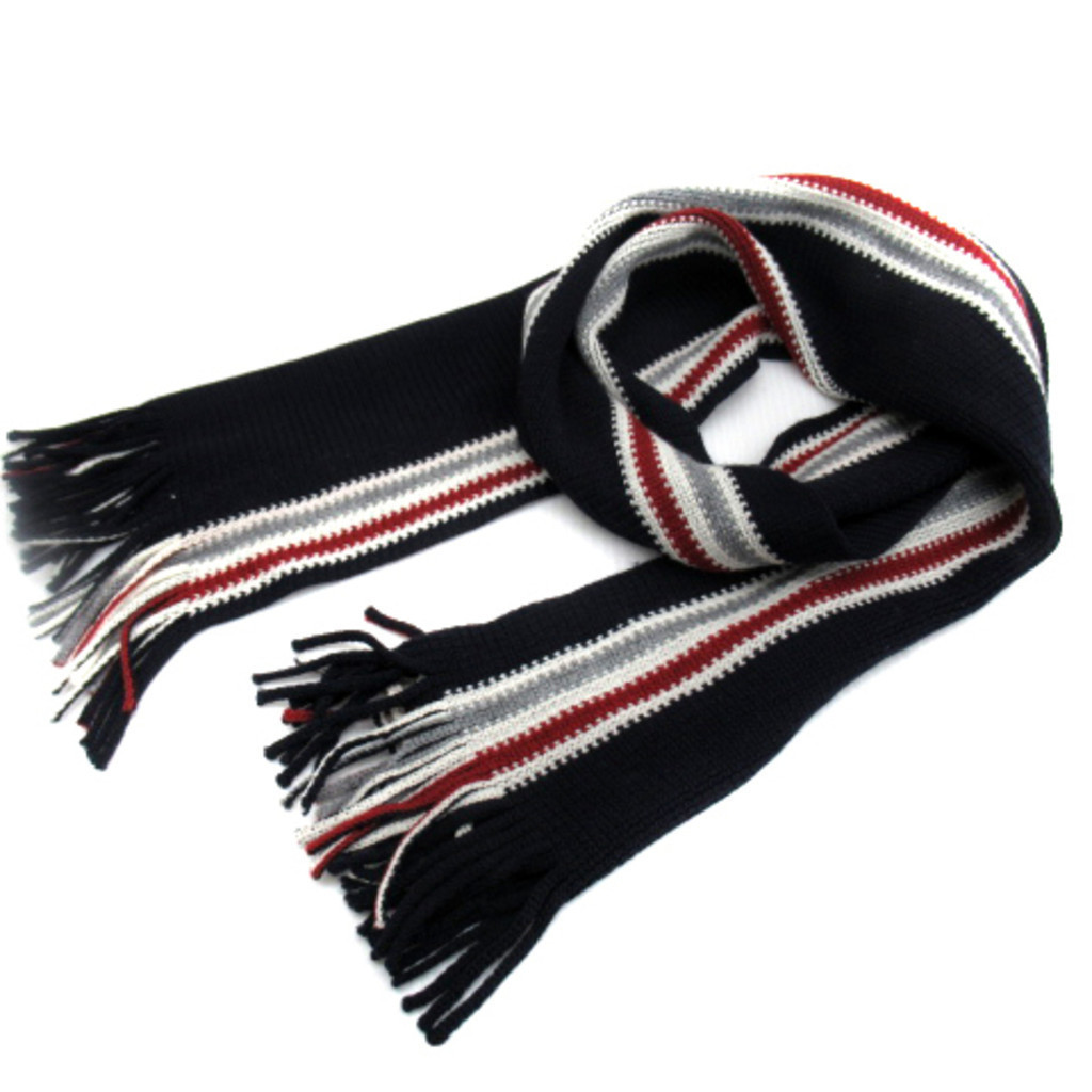 J-PRESS J.PRESS scarf with fringe multicolor navy Direct from Japan Secondhand