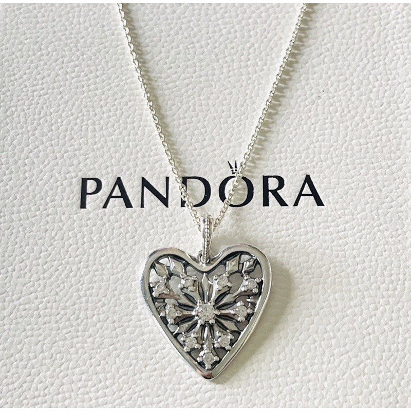 ♞,♘Pandora แท้% สร้อยคอพร้อมจี้หัวใจ new