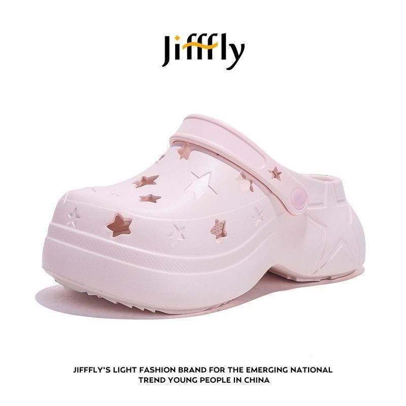 Jifffly·Xingyunduo Crocรองเท้าผู้หญิงฤดูร้อน 2024 ใหม่เพิ่มพื้นรองเท้าหนากันลื่นป้องกันกลิ่นรองเท้า