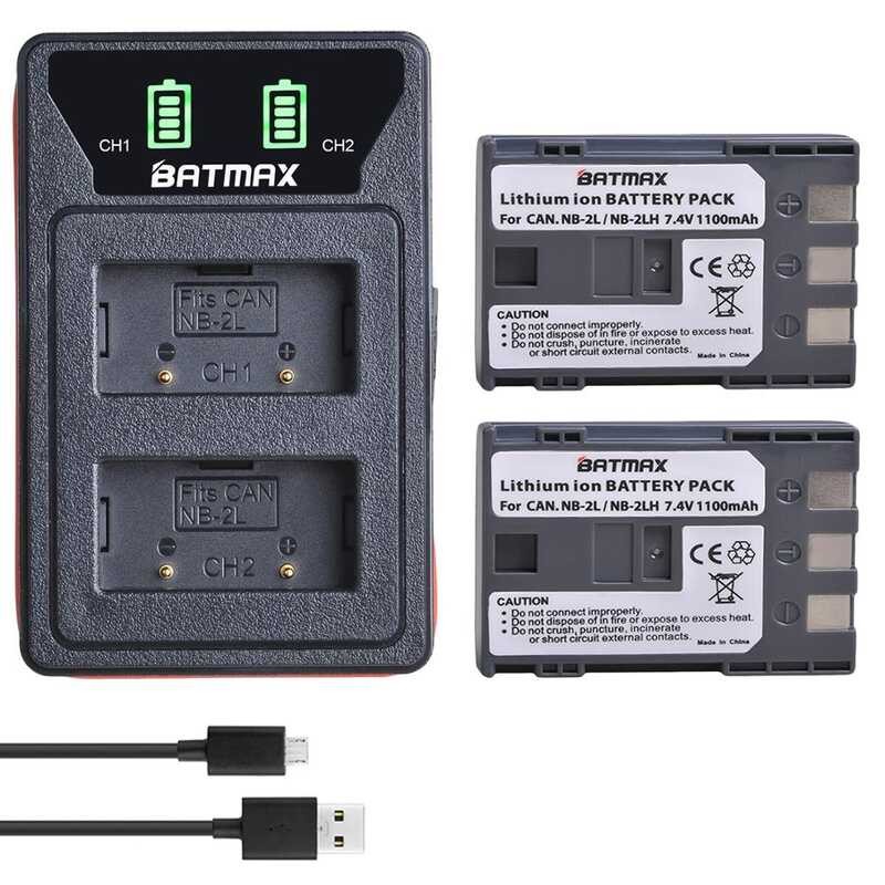 2Pcs 9 NB-2L NB2L NB-2LH NB 2LH NB2LH Camera Battery + LED USB Dual Charger for Canon EOS 350D/40