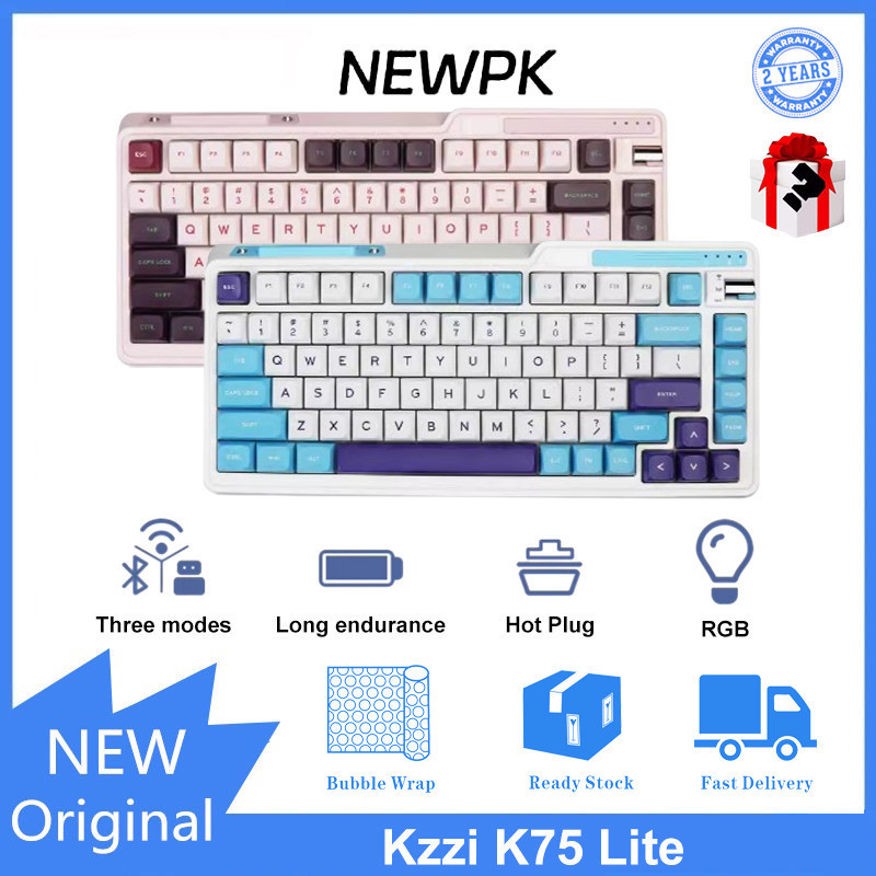Kzzi K75 Lite คีย์บอร์ดเมคคานิคอลไร้สาย RGB สามโหมด